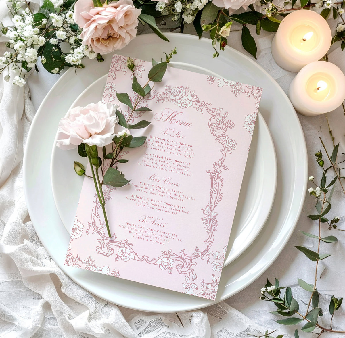 Vintage Rose Menu Cards – Emmy Designs