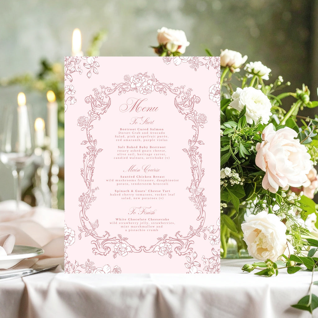 Vintage Rose Menu Cards – Emmy Designs