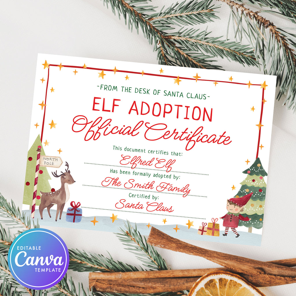 elf on the shelf adoption certificate 