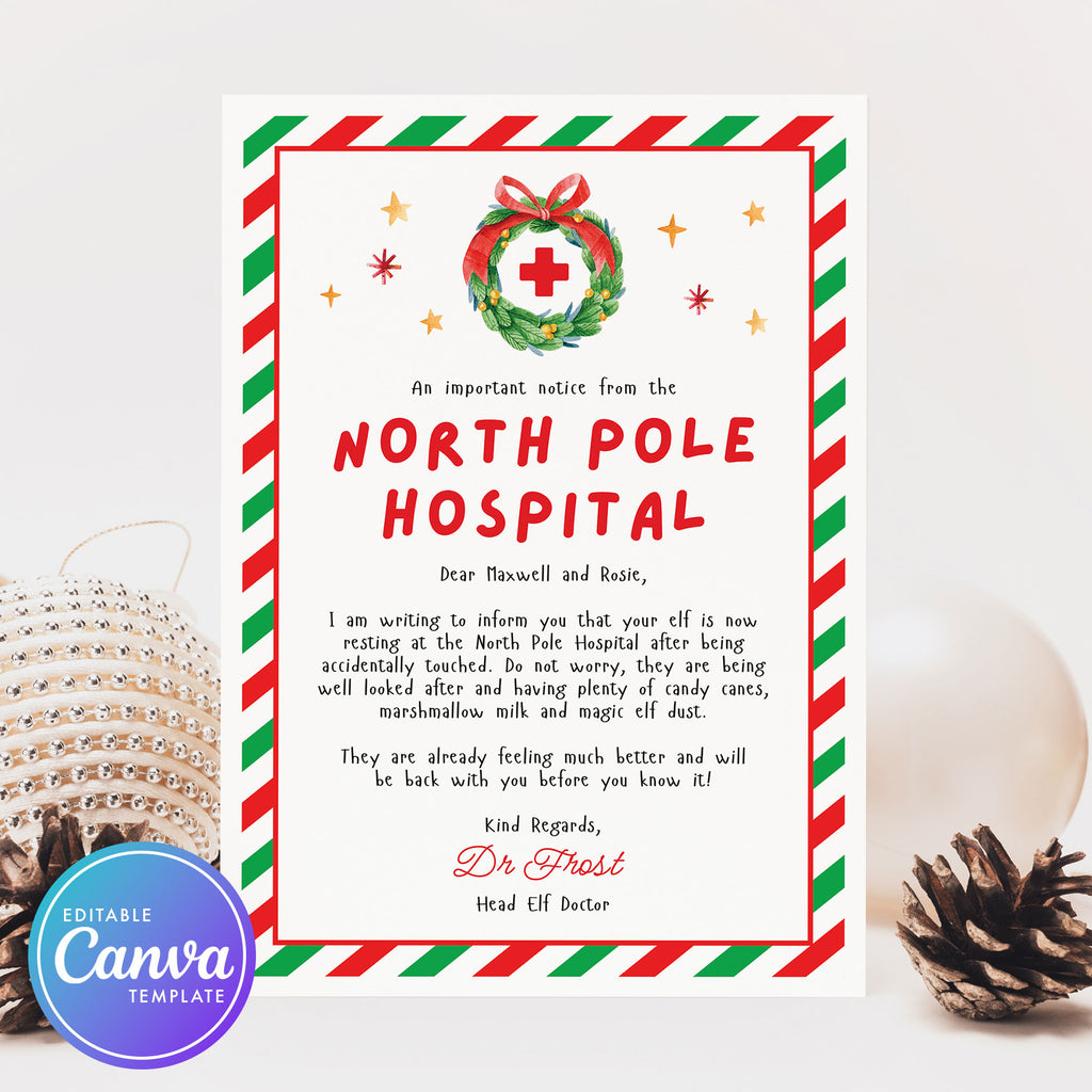 north pole hospital letter for elf on the shelf 