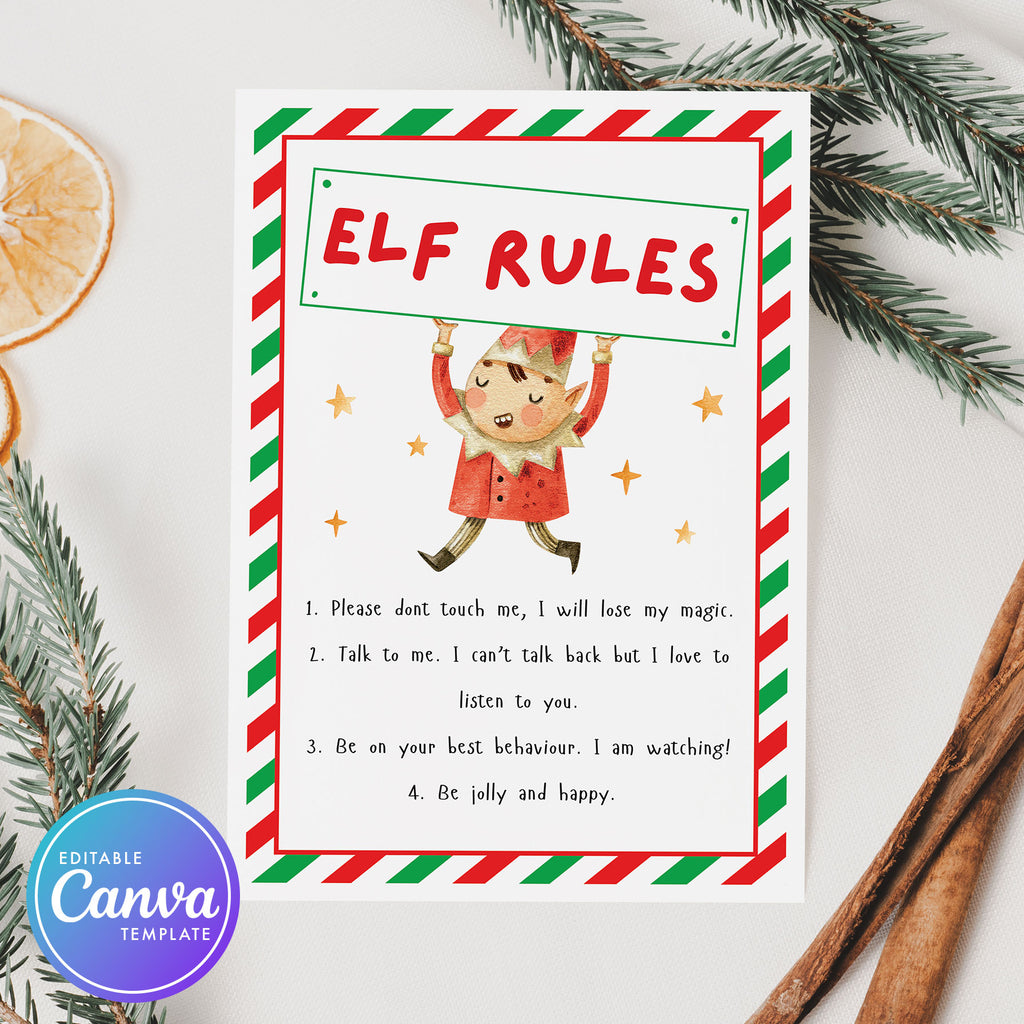 elf on the shelf rules card