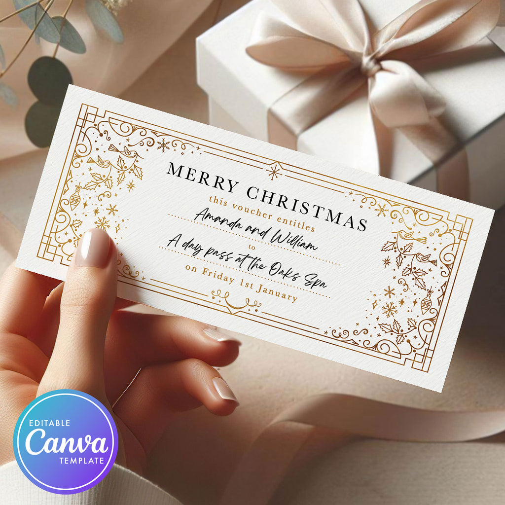 luxury gold christmas gift voucher template
