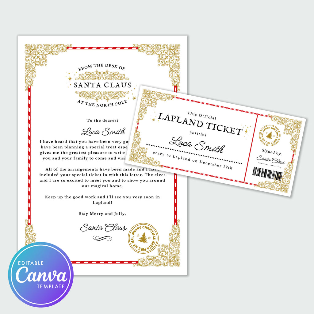 letter from santa and lapland ticket 