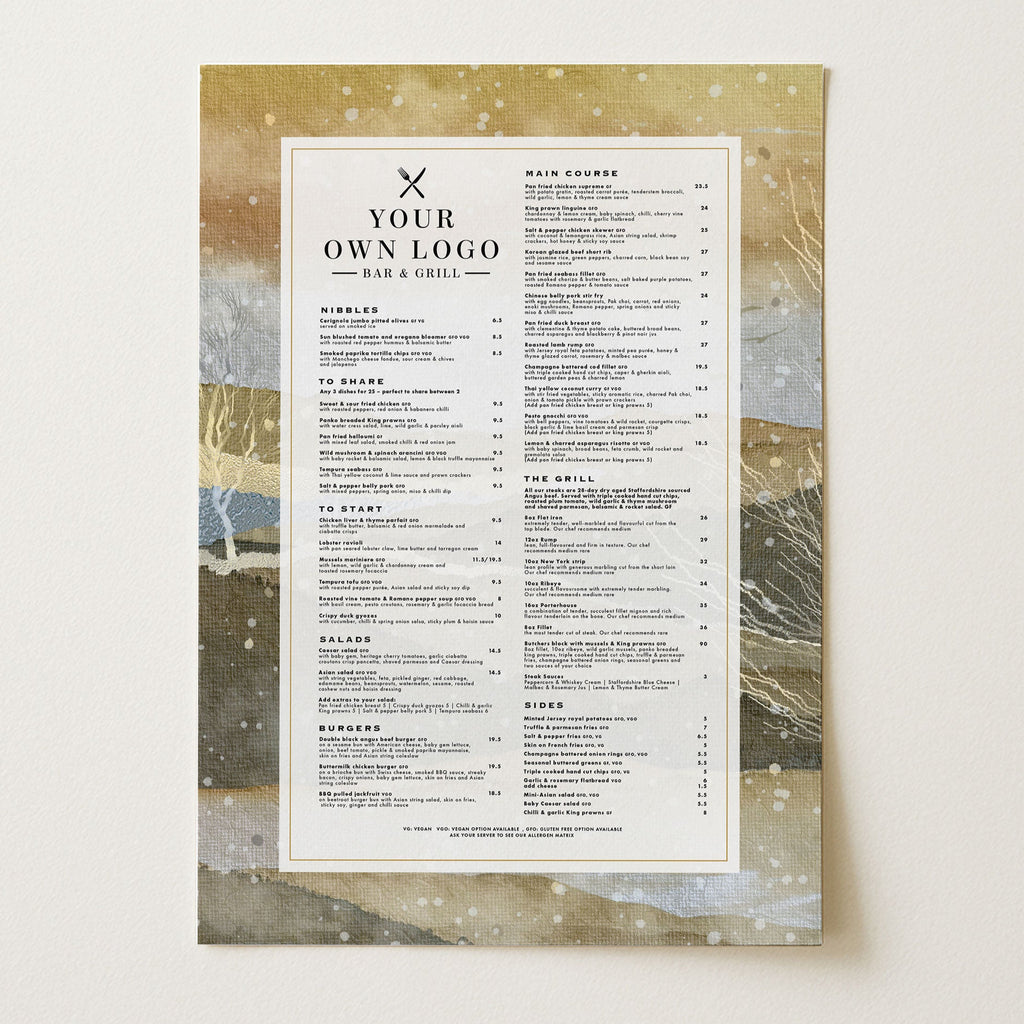 Winter Menu Examples Golden Winter Restaurant Menu Design – Emmy Designs