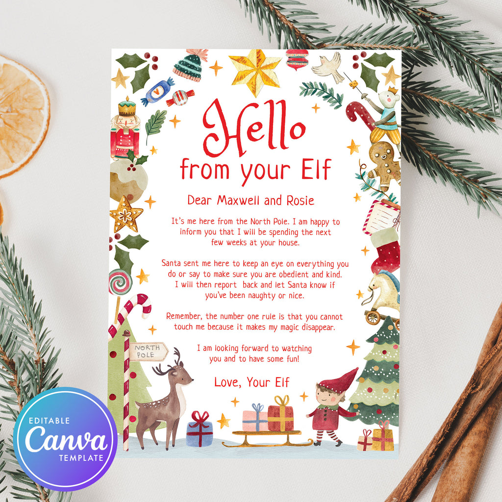 hello from your elf letter for the arrival of elf on the shelf