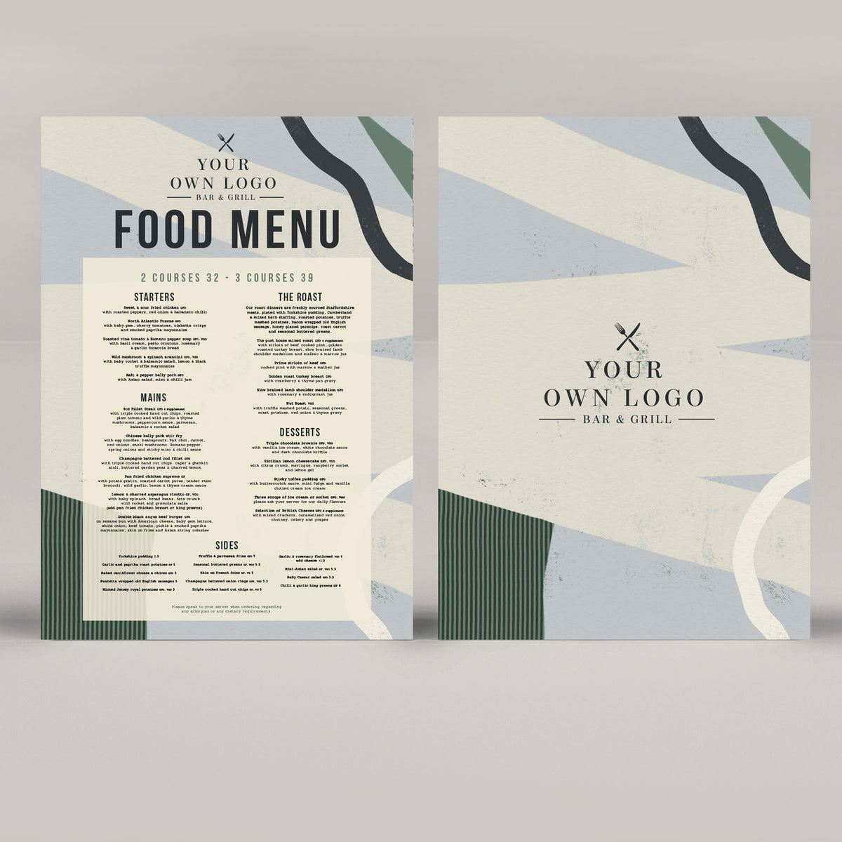 Modern Abstract Restaurant Menu Design – Emmy Designs