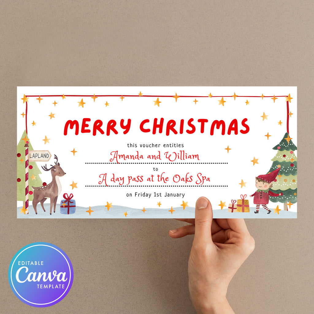 christmas gift voucher with north pole theme

