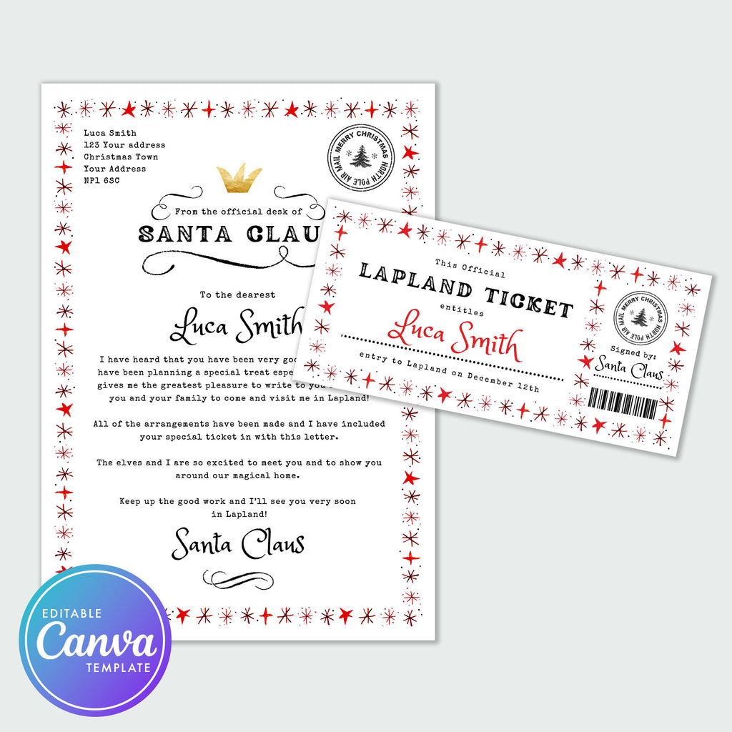 Letter from Santa Claus and Lapland ticket 