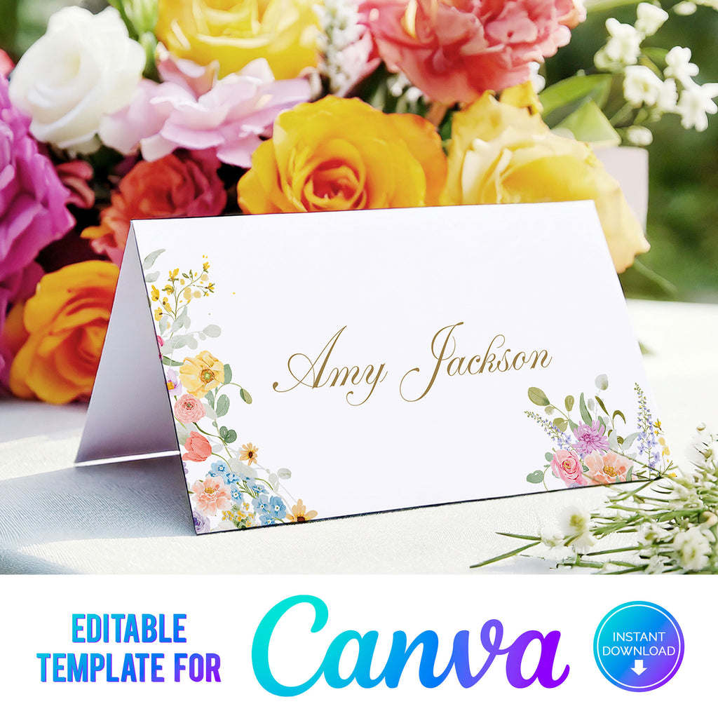 digital lace card template with colourful flowers