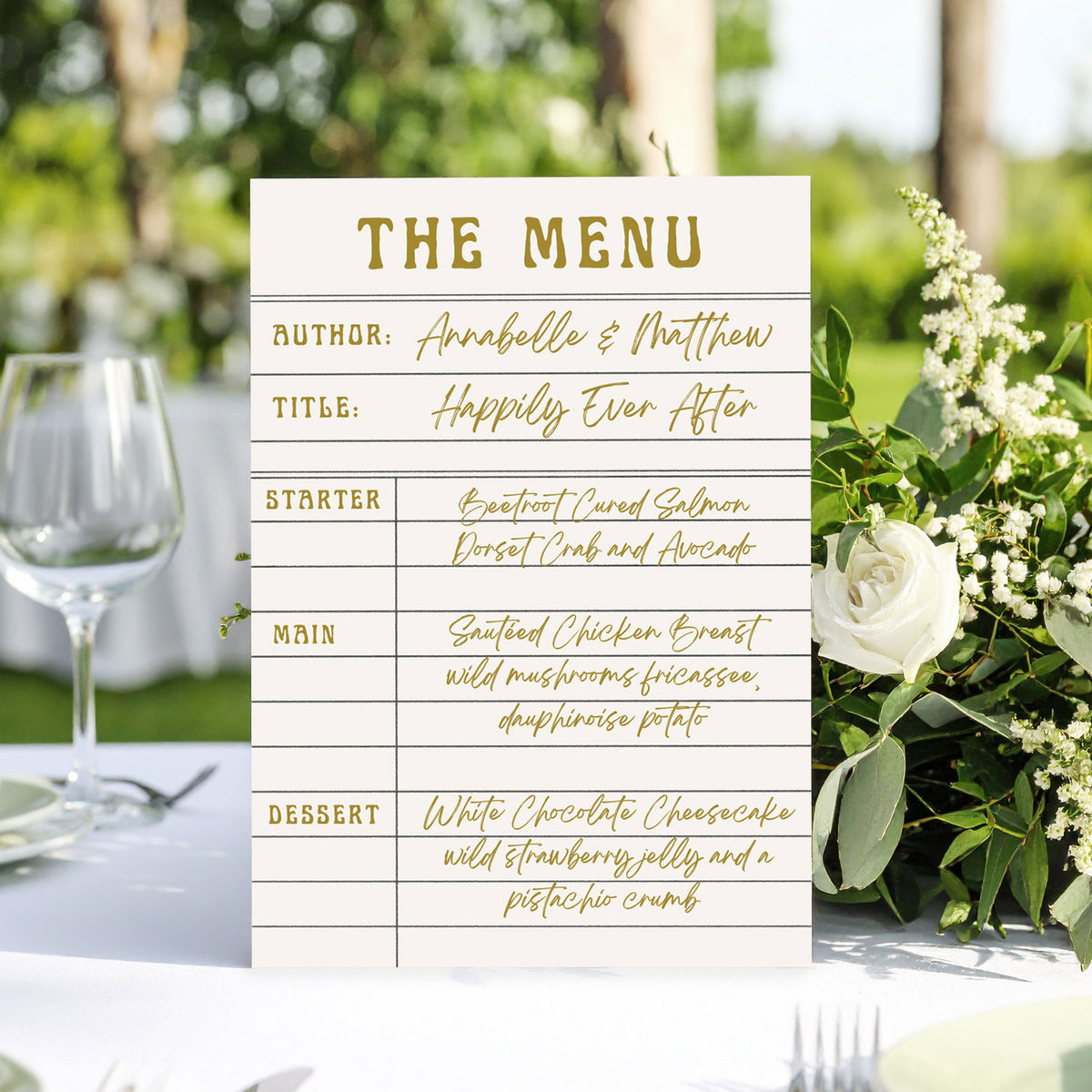 Vintage Book Menu Cards – Emmy Designs