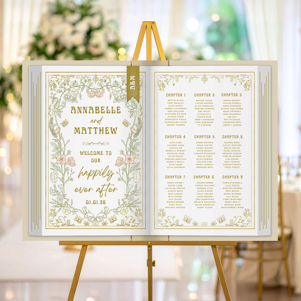 vintage book cover inspred table plan