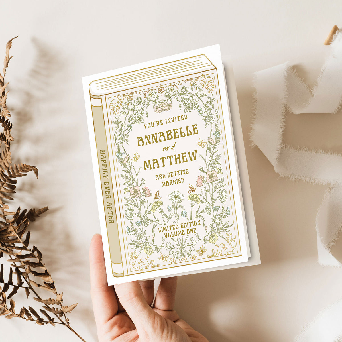 Vintage Book Wedding Invitation – Emmy Designs