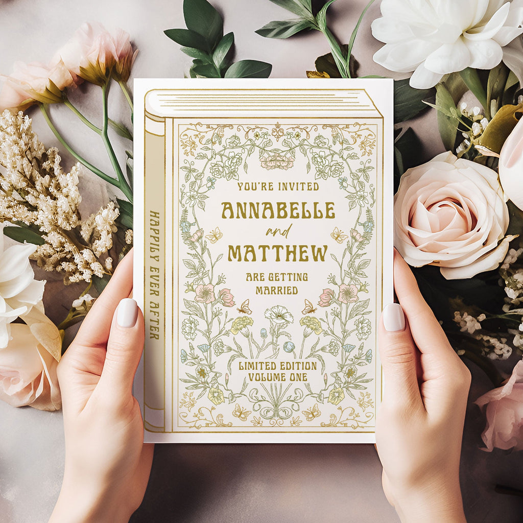 vintage book cover Wedding invite