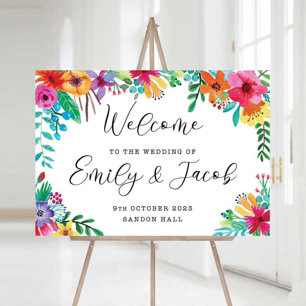 Colourful Flowers Welcome Sign – Emmy Designs