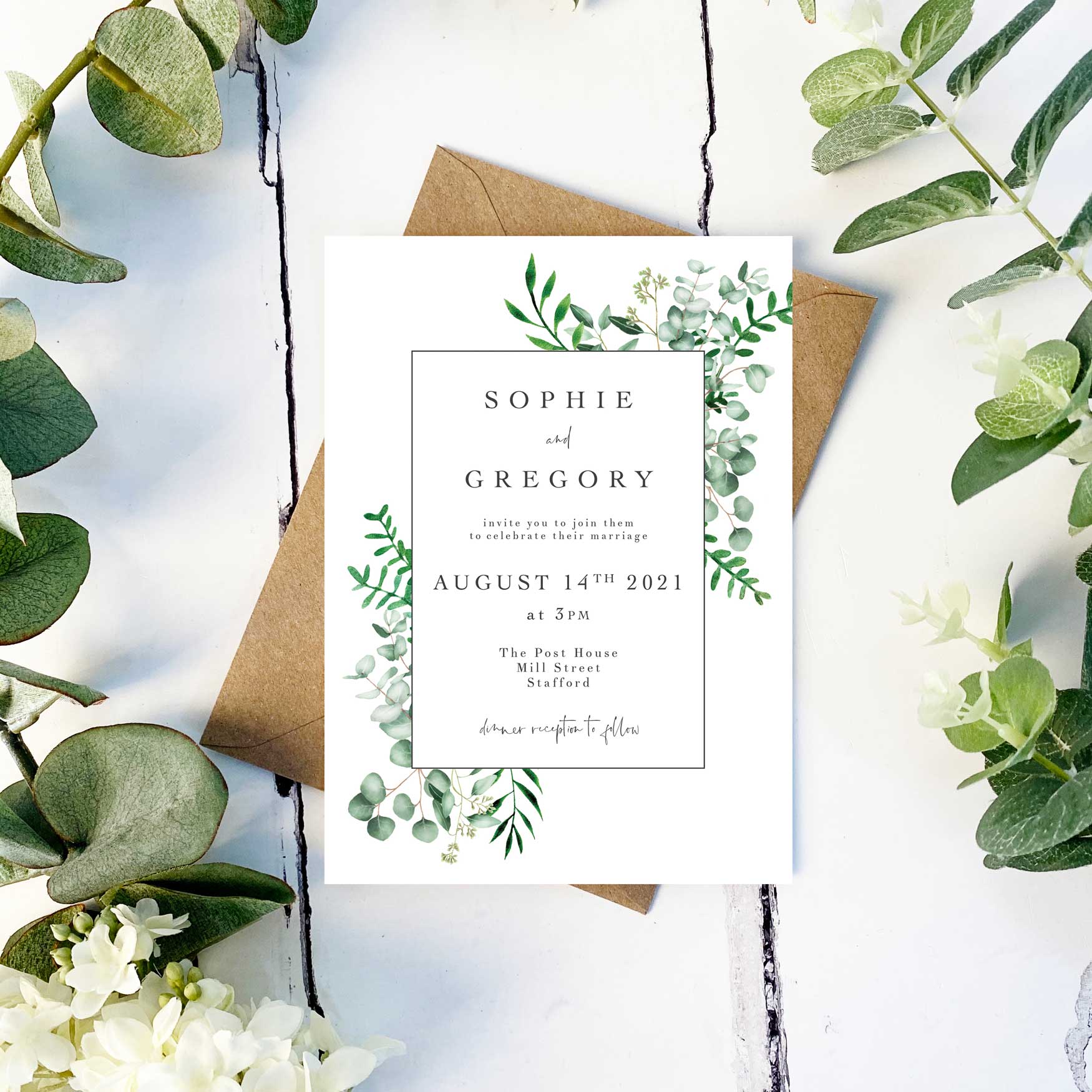Eucalyptus wedding invitations hotsell