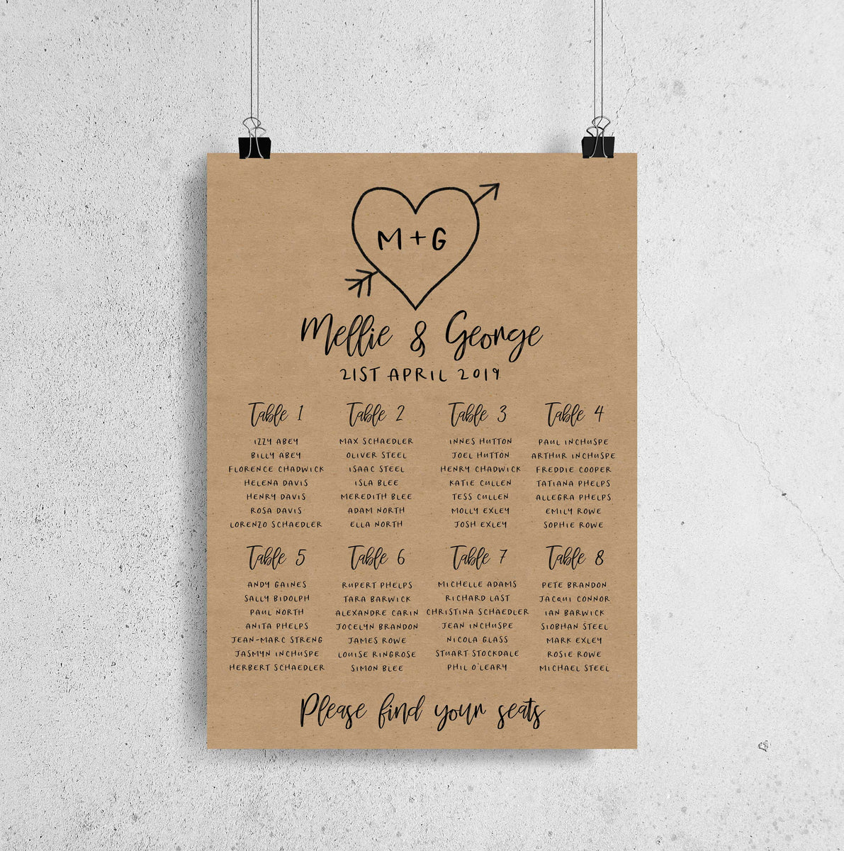 Kraft Heart Table Plan – Emmy Designs