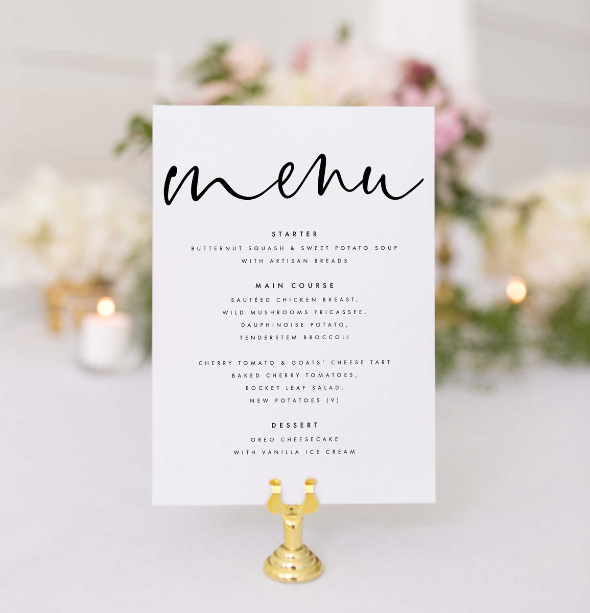 Menu Card Script Minimal Script Menu Cards – Emmy Designs