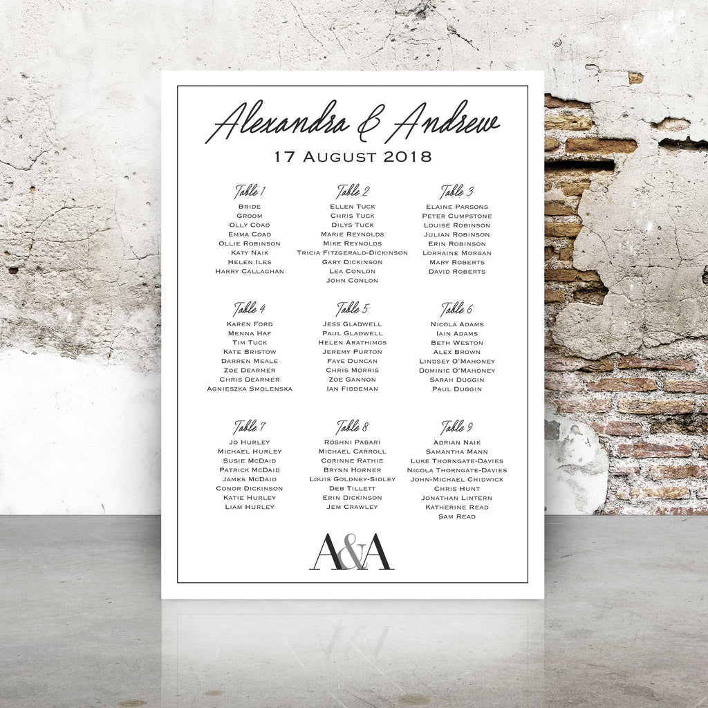 Table Monogrames Modern Monogram Table Plan – Emmy Designs