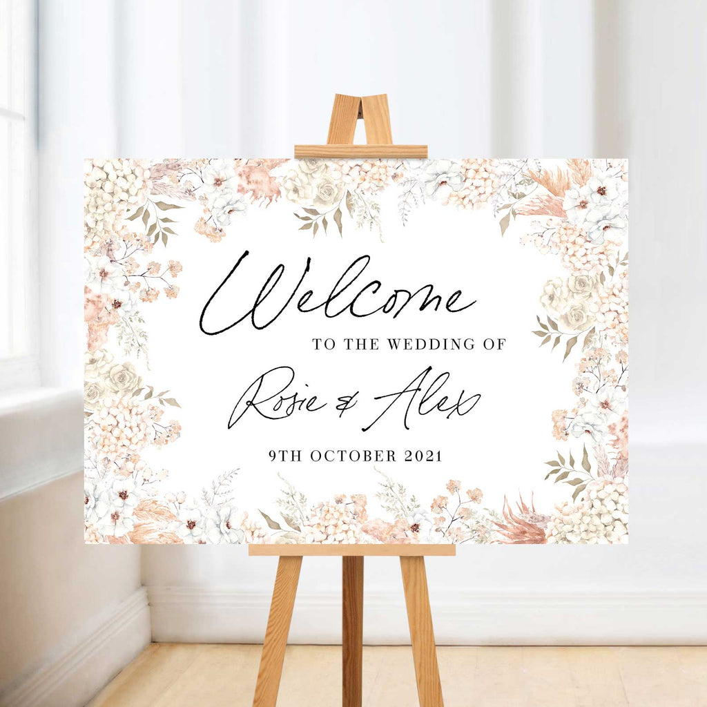 Neutral Welcomesign Neutral Florals Welcome Sign – Emmy Designs
