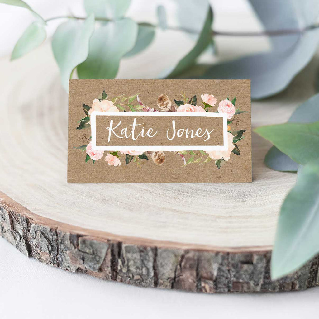 Rustic Elegance Folded Name Card – Emmy Designs