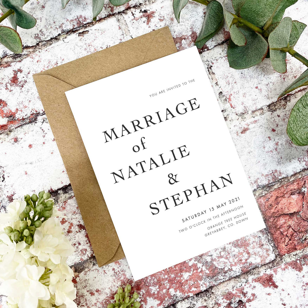 Simple Typography Wedding Invitation – Emmy Designs