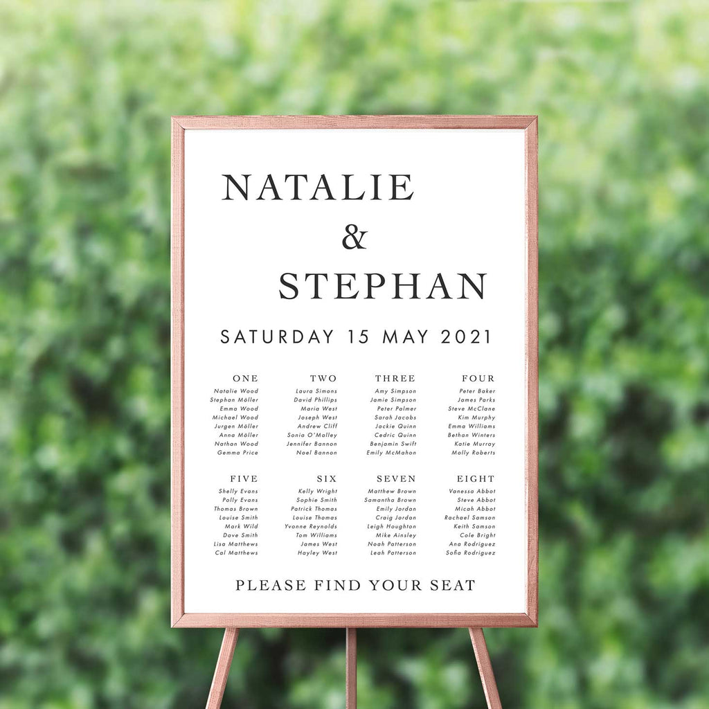 Simple Typography Table Plan – Emmy Designs