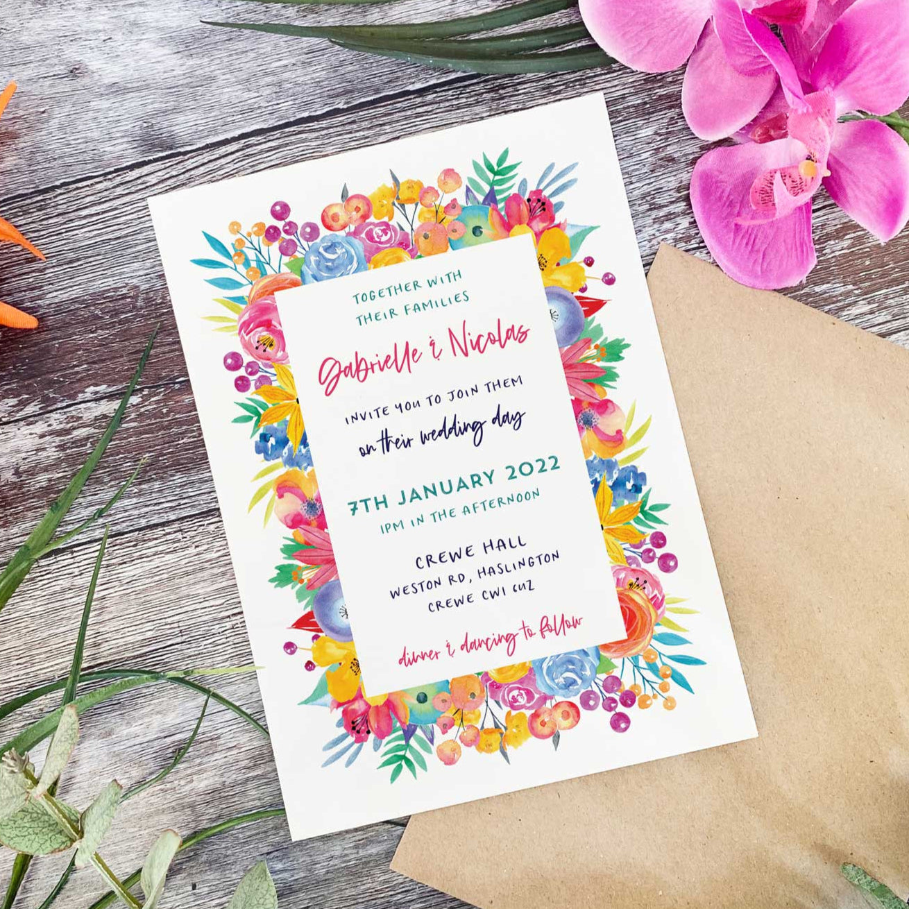 Bright Wedding Invitations Wild Rose Wedding Invitation – Roco