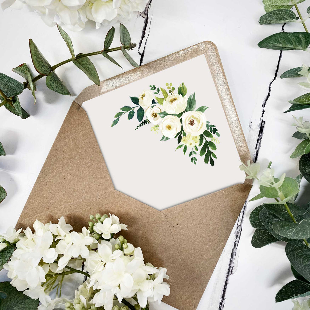 White Rose Wedding Invitation – Emmy Designs